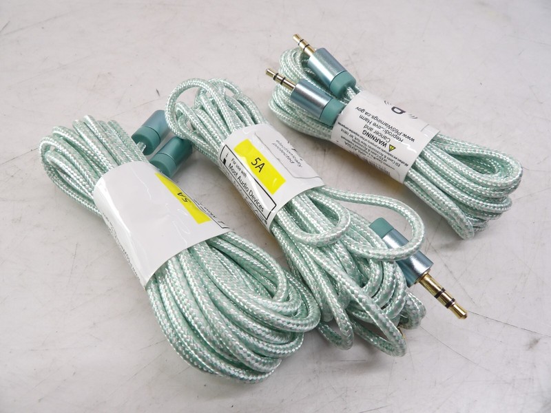 Qty 3 - Aux Cord 10ft 3.5mm Teal / Green gallery