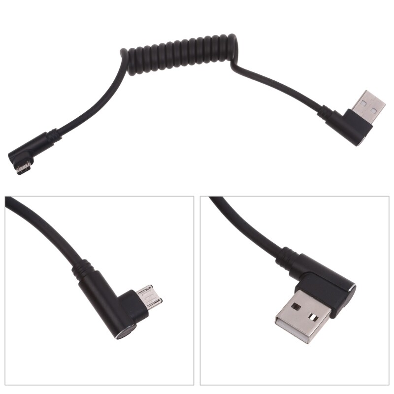 USB A Male to Micro USB Male 60W Charging Cable Spring Coiled Extension Cord gallery