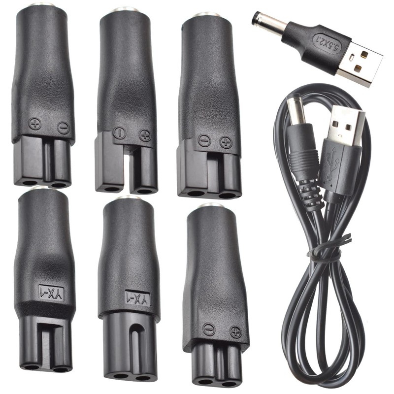 8-Piece 5V USB Charger Set for Hair Clippers & Trimmers