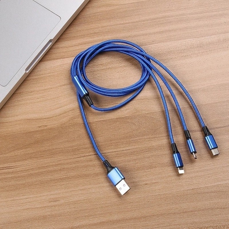 Charging Cable – Universal 3-in-1 Multi-Function Charger (1.2M, Blue)