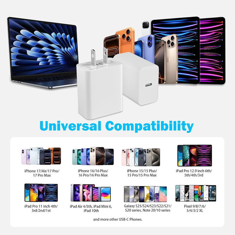 Type C Charger Fast Charging for Iphone 17, 2 Pack 40W USB C Charger Block with gallery