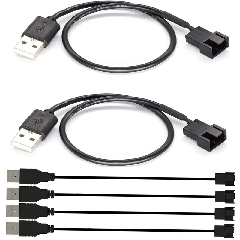 6pcs Usb To 3pin/4pin Pwm 5v Usb Sleeve Fan Power Adapter Cable Usb To 3pin/4pin