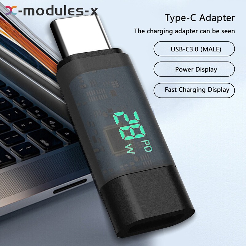 99W Power Digital Display Type-C Male to Female Adapter Fast Charging Power gallery
