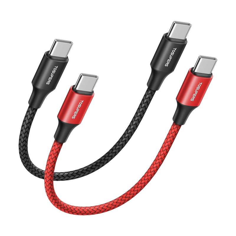 Short USB C to USB C Cable 1ft 2-Pack PD 60W Fast Charging USB Type C to Type…