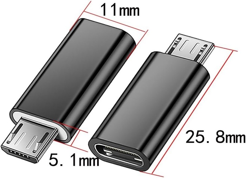 Compact 90-Degree USB-C to Micro USB Adapter - 3-Piece Set in Metallic Finish gallery