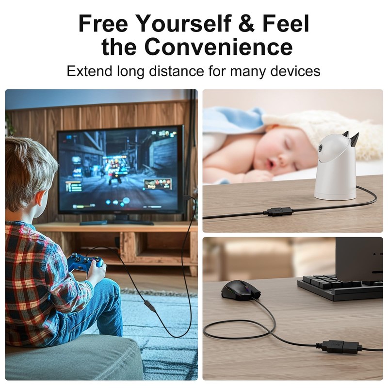 USB 3.0 Extension Cable 15FT 5Gbps Male To Female Extender Black 15 Feet gallery