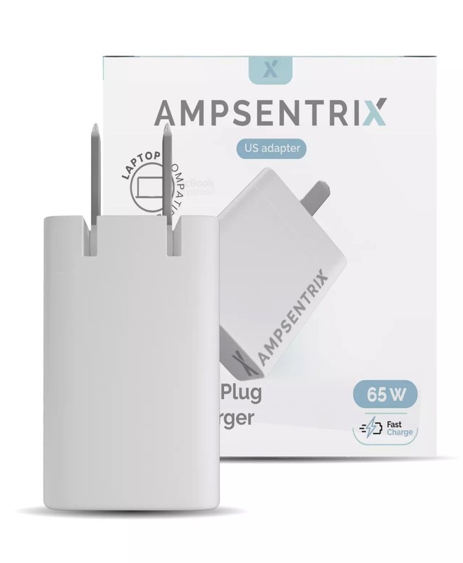 AmpSentrix – 65W USB Type C GaN Wall Power Adapter (110v USA)