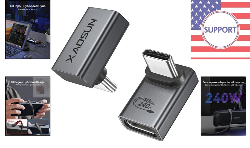 Versatile USB C Right Angle Adapter - 40Gbps Transmission & 8K Output gallery