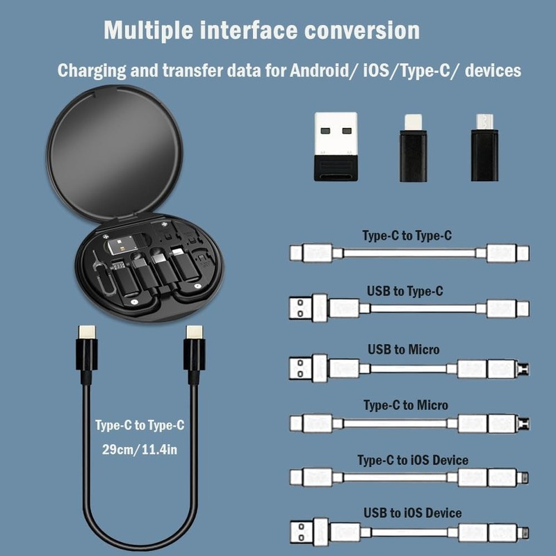 ZALUJMUS Data Cable Storage Box USB C Micro USB Adapter gallery
