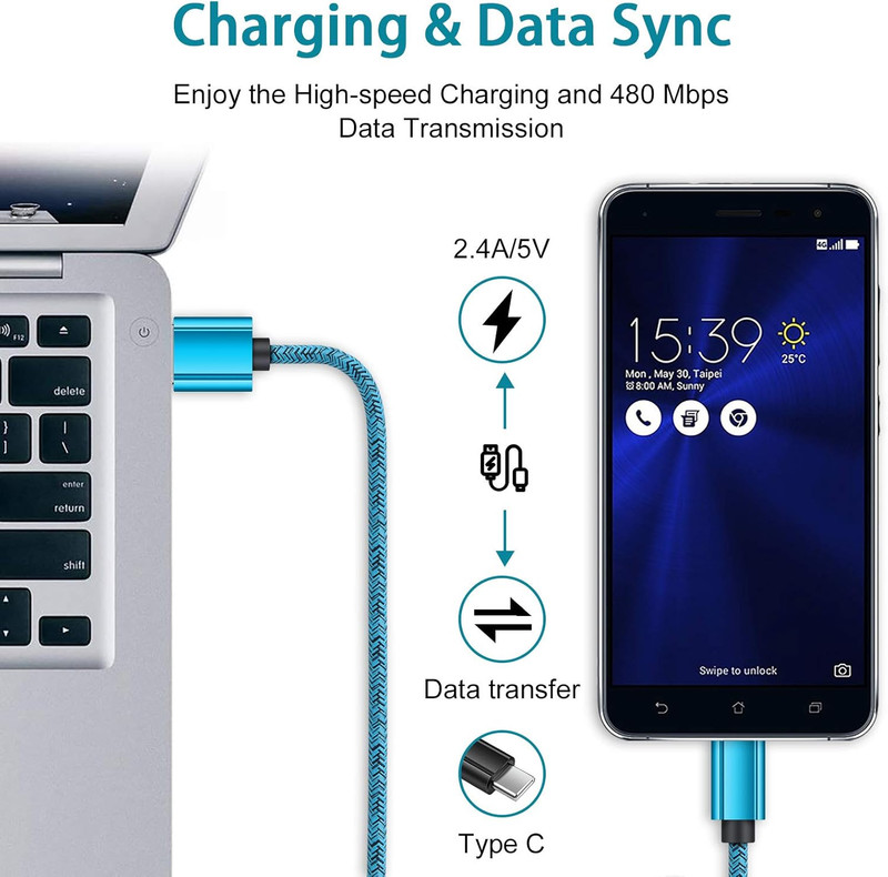 Fast Charging Braided Charger Data Cord USB Type-C For iPhone 17/16/15 Cable Lot gallery