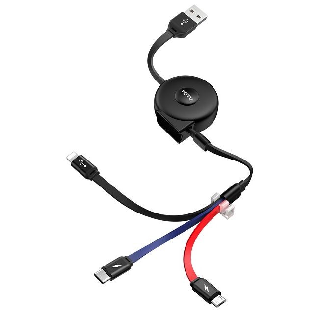 TOTU LIFE 3-in-1 Charging and Data Transfer Cable, 150 cm – Black
