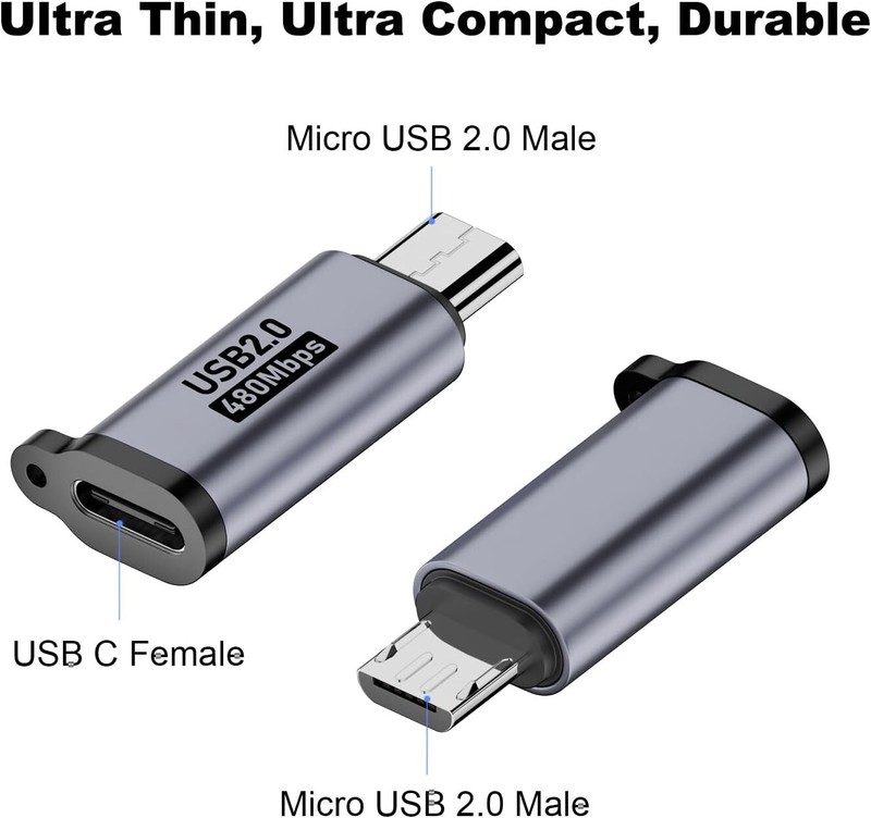 4 PCS Micro USB 2.0 to USB C Adapter USB C Female to Micro USB Male Converter gallery