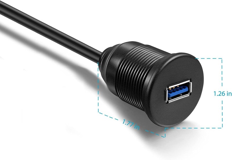 USB 3.0 Male to Female AUX Flush Mount Extension Cable for Car Truck black gallery