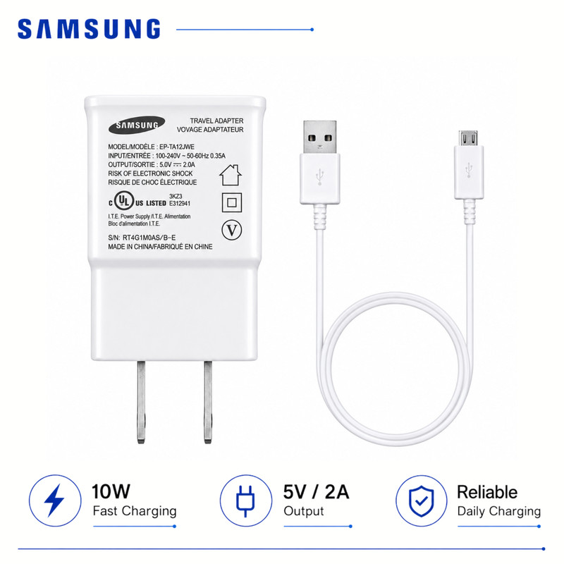 OEM Samsung EP-TA12JWE 10W USB Charger with USB-A to Micro USB Cable gallery