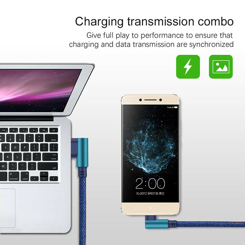 100/200cm Micro USB 90 Degree Right Angle Data Sync Charging Charger Cable gallery