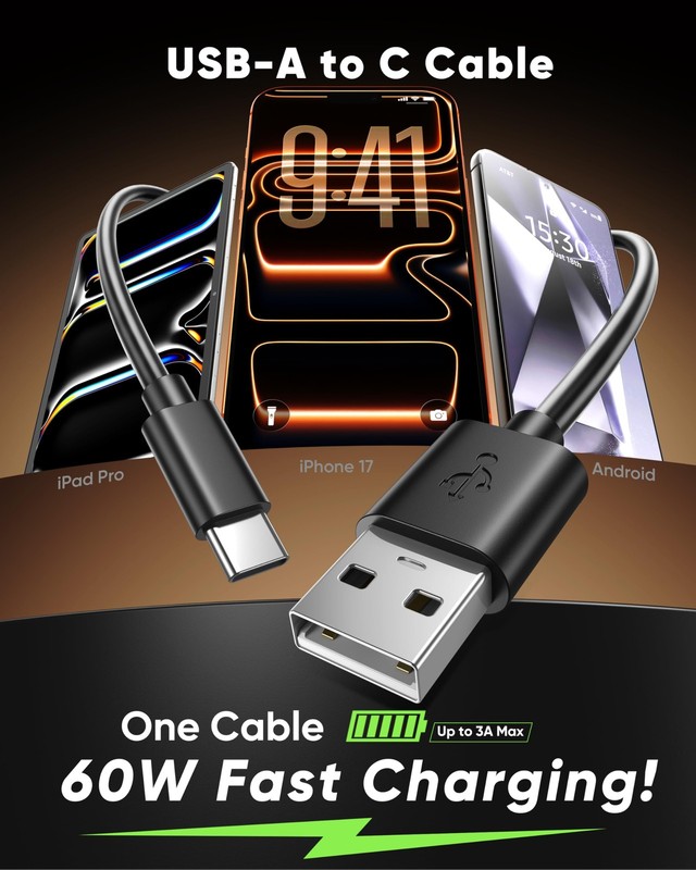 USB to USB Cable 3.3ft 2 Pack, USB A to USBC Cable 60W 3A Fast Charging, USB ... gallery