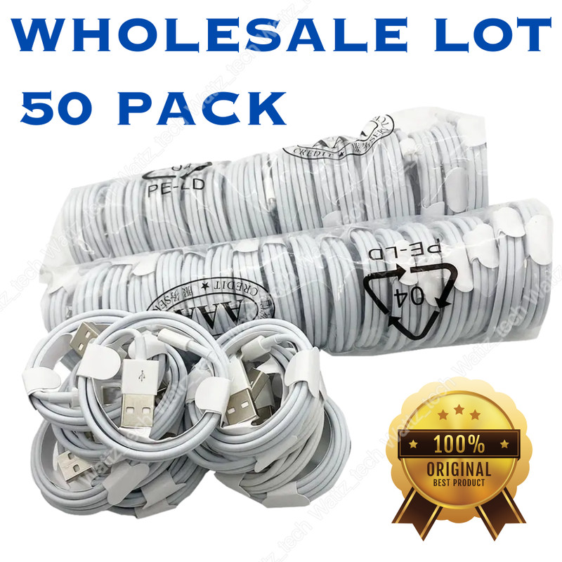 50Pack USB Charger Cable Lot Fast Charging Cord For iPhone 14 13 12 11 Pro XR 8