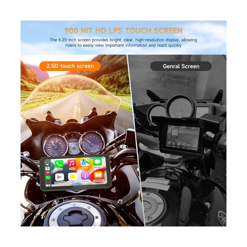 Spedal CL871 6.25" Motorcycle CarPlay ＆ Android Auto Screen, Full Body Wa gallery