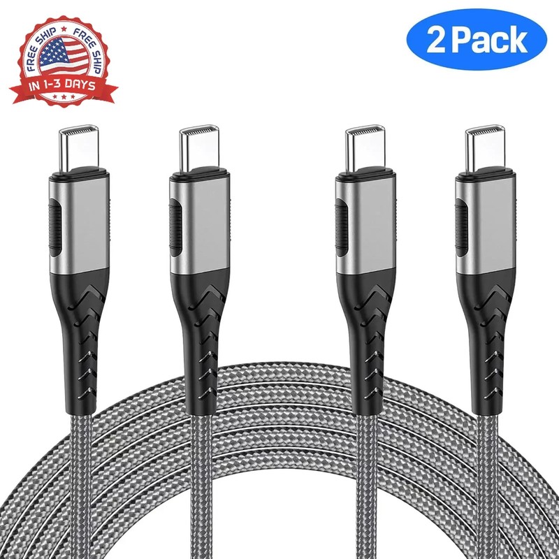 Durcord 2Pack 10ft USB C Charger Cable - 100W Fast Charging for Android/Phone/Pa gallery