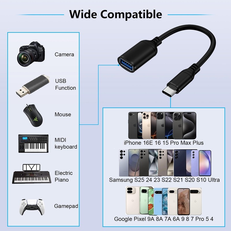 USB C to USB 3.0 Adapter 2Pack,USB C Male to Female OTG Cable for Google Pixe... gallery