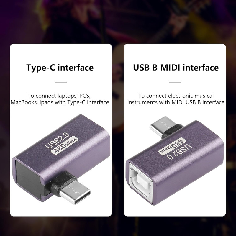 2 Pack USB C to USB B Adapter Type C to MIDI Convert Connector Type C Male to US gallery