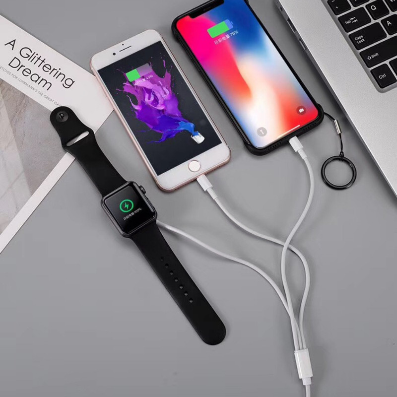 For iPhone Watch iWatch 6 5 4 3 in 1 Magnetic USB Charging Cord Charger Cable gallery