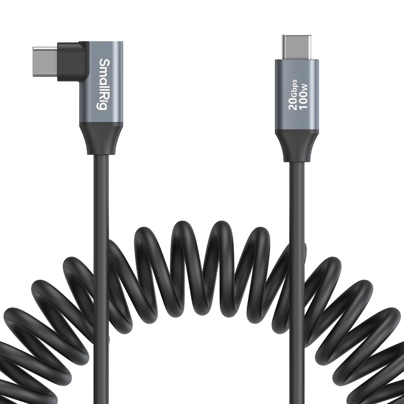 USB C to USB C Coiled Data Cable (Straight to Angled), 90 Degree USB C Cable …
