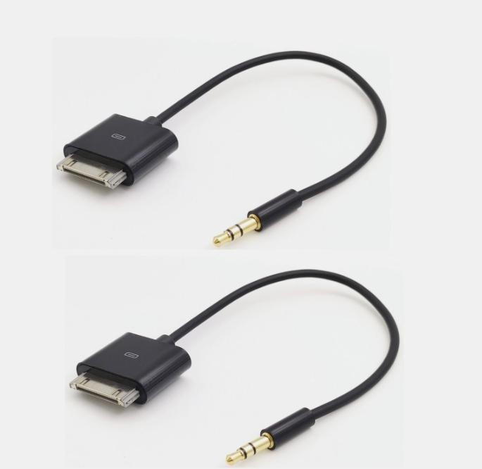 2PACK 20cm 30PIN Dock Connector to AUX 3.5mm Audio Cable for iPod/iPhone 3 4