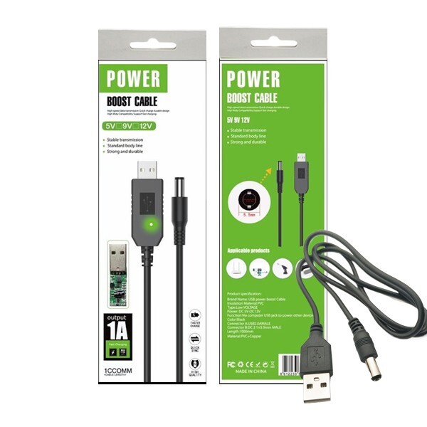 USB Power Boost Line USB To 12V Cable Router Adapter Cable DC 5V To 12V