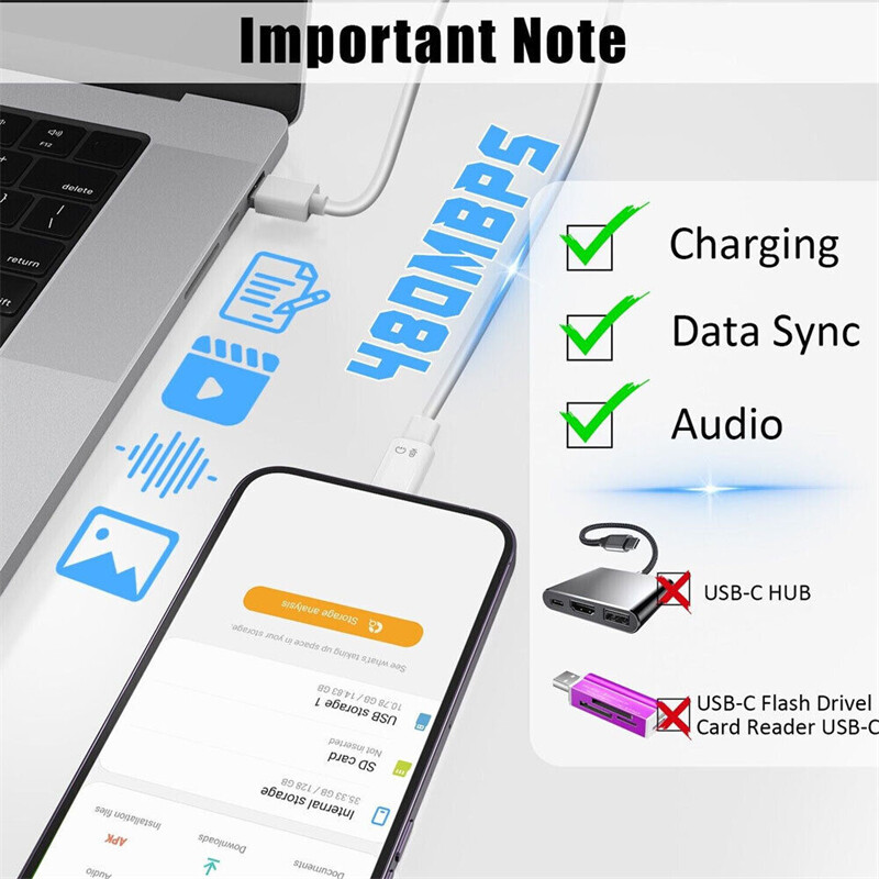 2X USB Type C Female to iOS Male Adapter For iPhone 14/13/12/11/XR/XS/SE 3 gallery