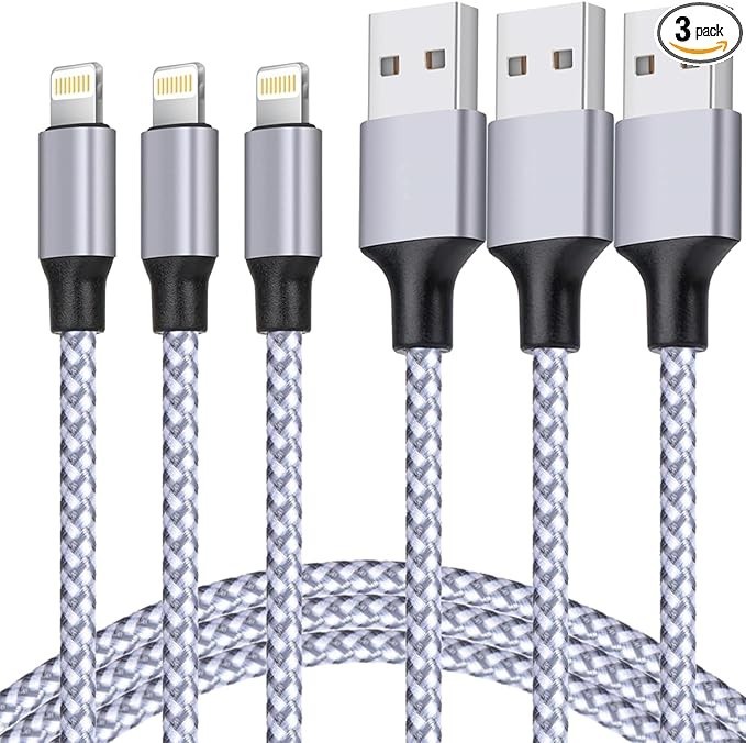 TAKAGI for iPhone Charger, [MFi Certified] Lightning Cable 3PACK 6FT Nylon Braid