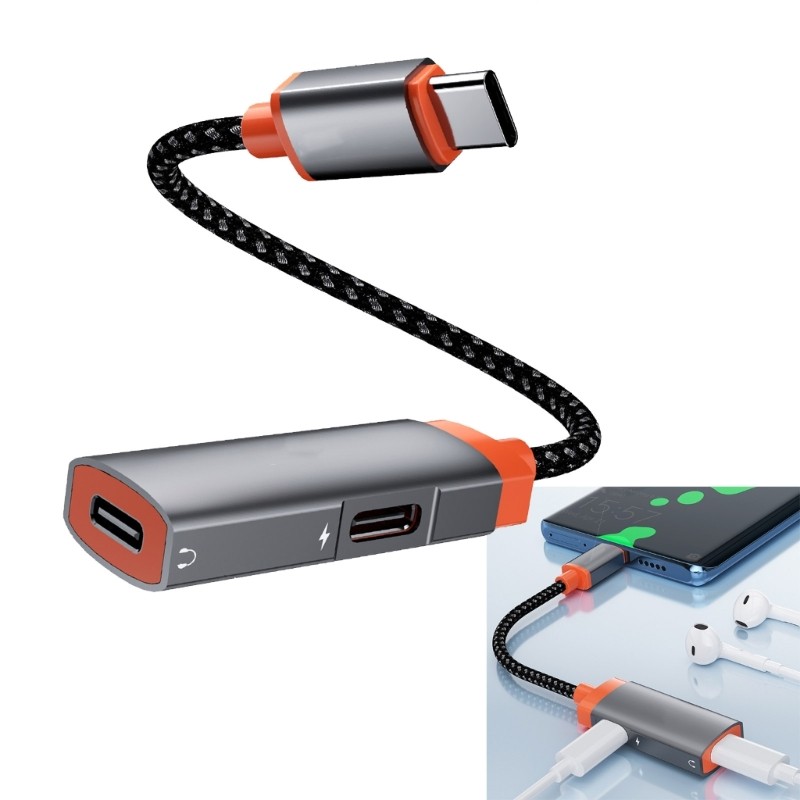 2 In 1 USB C Splitter Type C Male To Double Type C Female Connector for Phone gallery