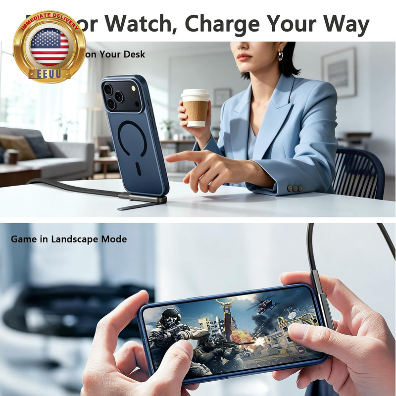 USB C Phone Charging Stand with 5FT Cable Set, 240W Fast Charging Extended Tip S gallery
