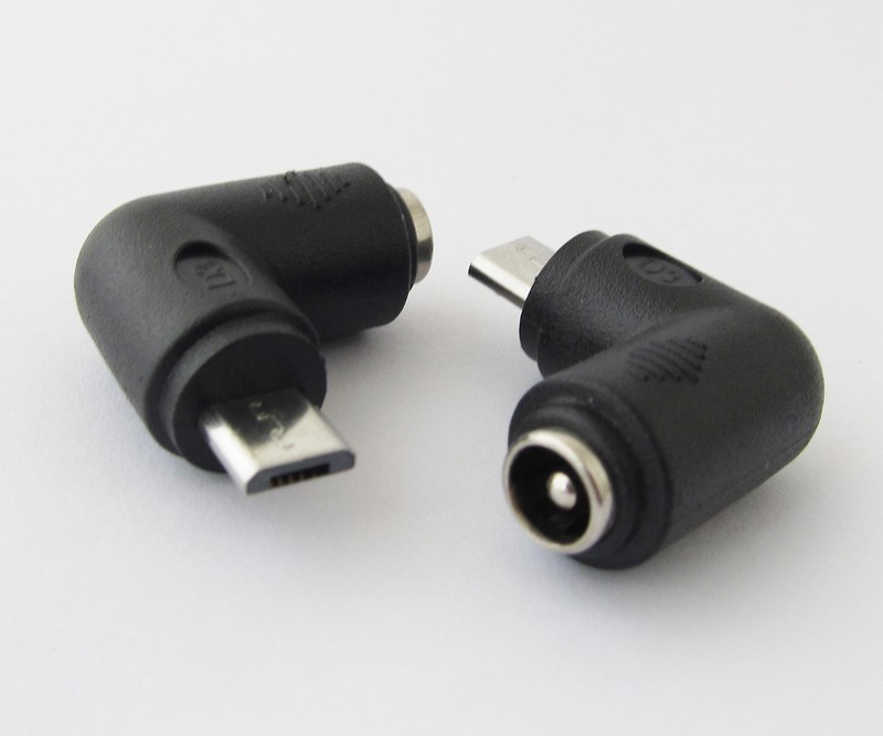 100x DC Power Supply Right Angle 5.5x2.1mm Female to Micro 5pin USB Male Adapter