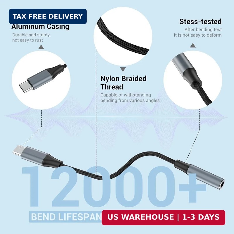 2pcs USB C to 3.5mm Female Headphone Jack Adapter | Upgrade Metal Case, Compatib gallery