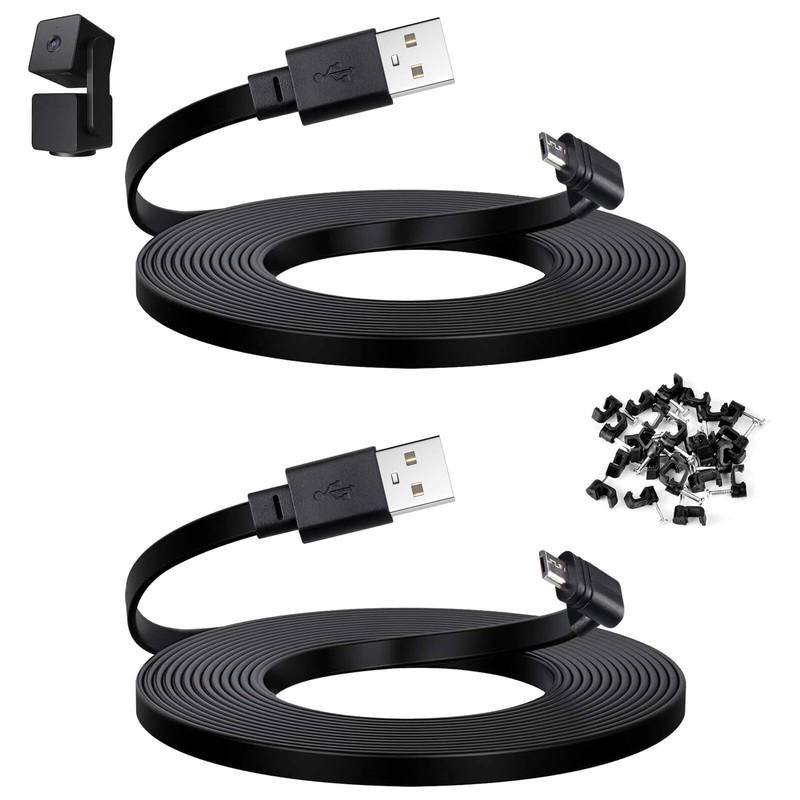10 ft Cable for WYZE Cam Pan v3 Camera Long Micro USB Flat Power Cord 90 Degr…