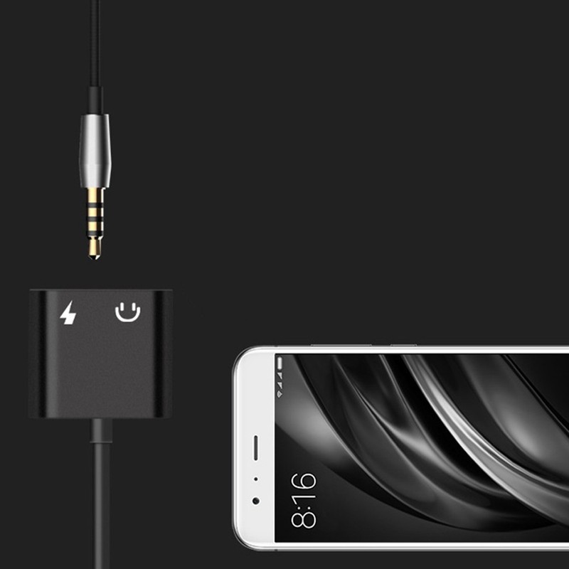 2 In 1 Type C To 3.5mm Headphone Adapter Audio Charger Black gallery