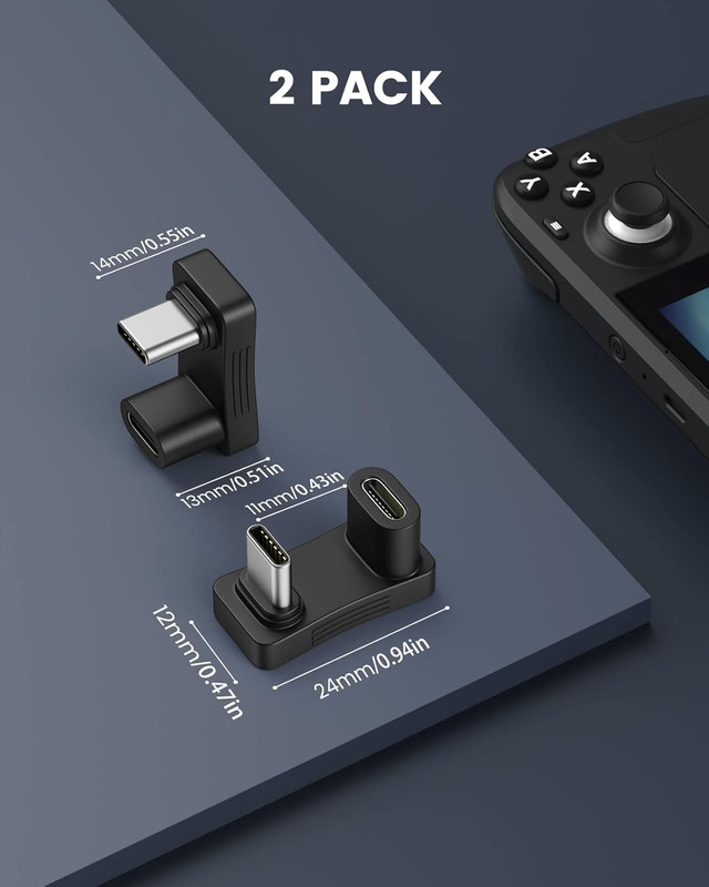 180 Degree Angle USB C Adapter 2 Pack, U Shape USB-C Adapter Connector with P... gallery