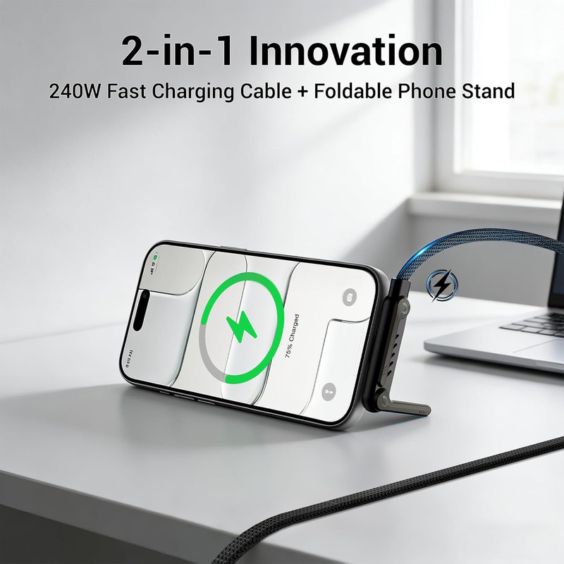 Invisible Holder Charger Cable, 240W PD Fast Charging Cable for Desk, USB-C to U gallery