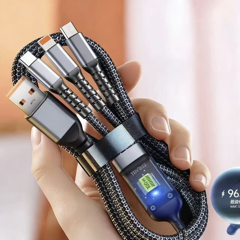 120CM/3-in-1 Bold Fast Charging Cable Universal Cell Phone USB Charger Cord gallery