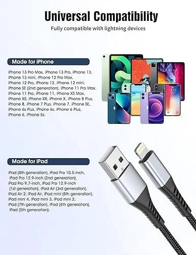 Short iPhone Charge Cable 6 Inch, 3Pack 0.5 Foot USB to Feet, Black gallery