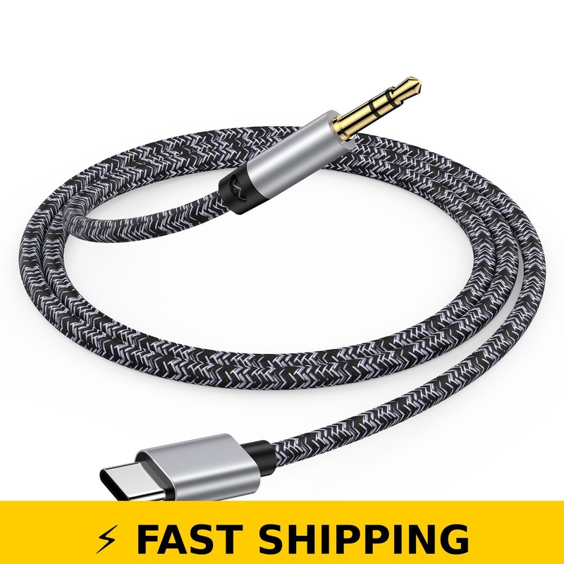 AbcPow Aux to USB C Audio Adapter Cable 3.5mm for Android & Cars
