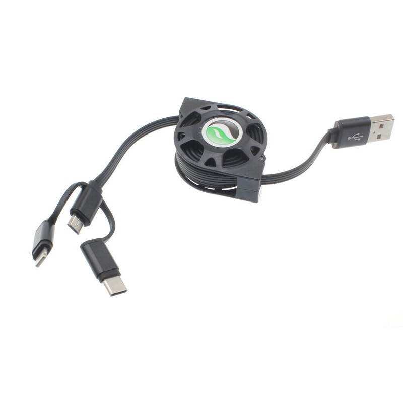 For Galaxy S20/S21/FE – USB Cable Retractable Charger Power Cord 3-in-1