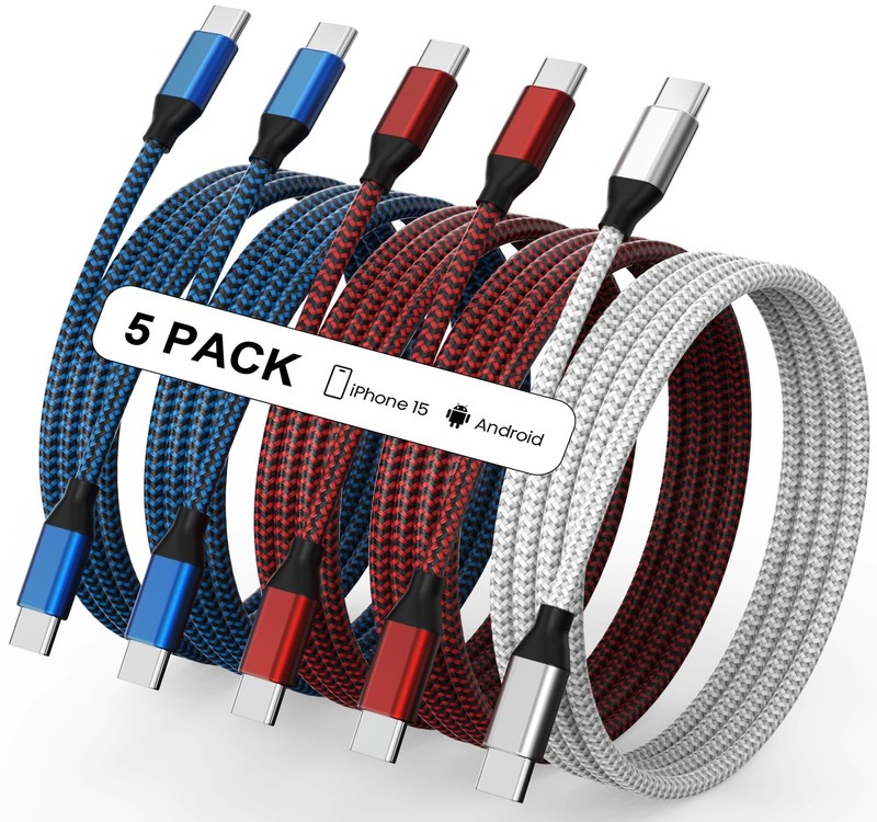 USB C to USB C Cable Nylon Braided 60W 3/3/6/6/10 FT USB Type C Fast Charging C