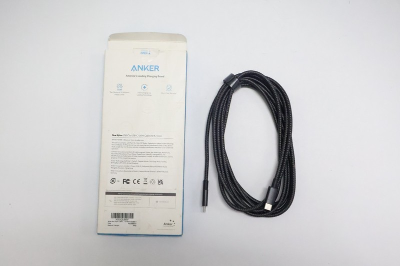 Anker 100W USB-C to USB-C Fast Charging Cable 10ft New Nylon Black – Open Box