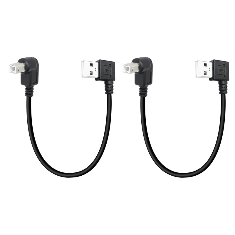 2 PCS 25cm 90 Degree Short USB 2.0 Type A Male To Up Angle B Printer Cable