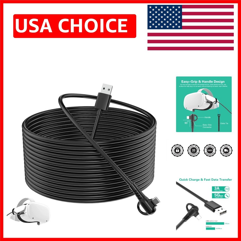 High-Speed 16.4ft USB-C 3.2 Cable for Quest 3/2 – Perfect Gaming Experience