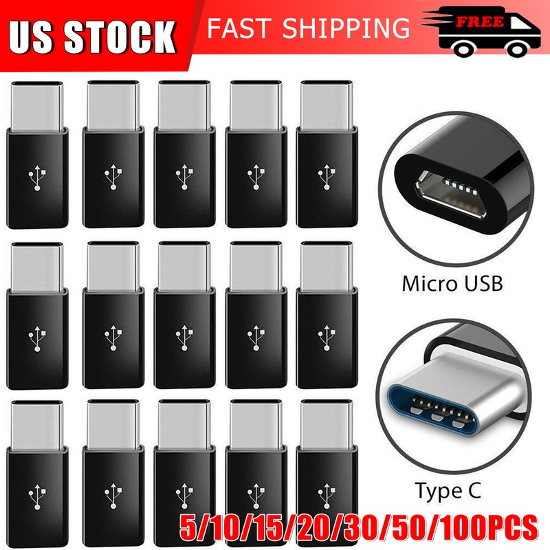Lot of Micro USB Female to USB C Male Adapter Converter Connector for Samsung