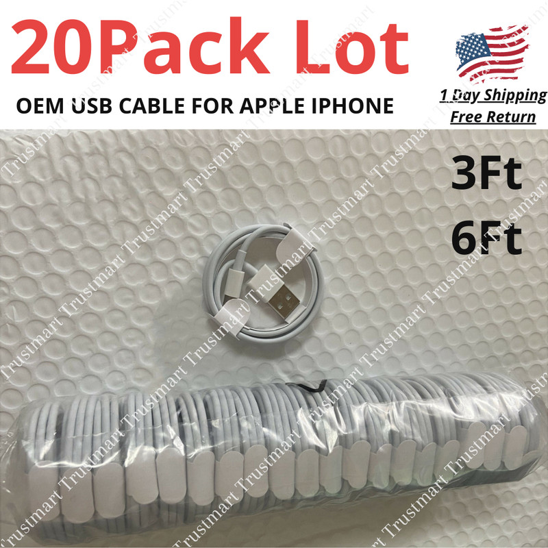 1/20X Bulk Lot For iPhone 13 12 11 XR 8 7 6 5 SE USB Charger Cable Charging Cord