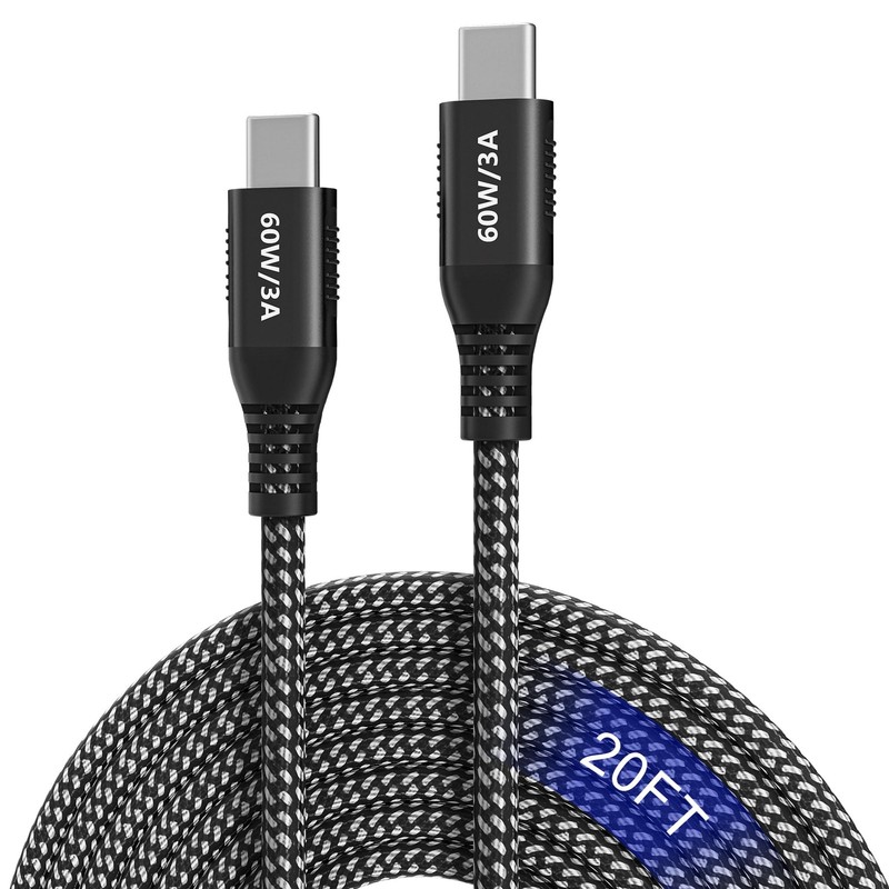 20ft USB C to USB C Cable 60W Fast Charging, Super Long Braided Type C Cable …